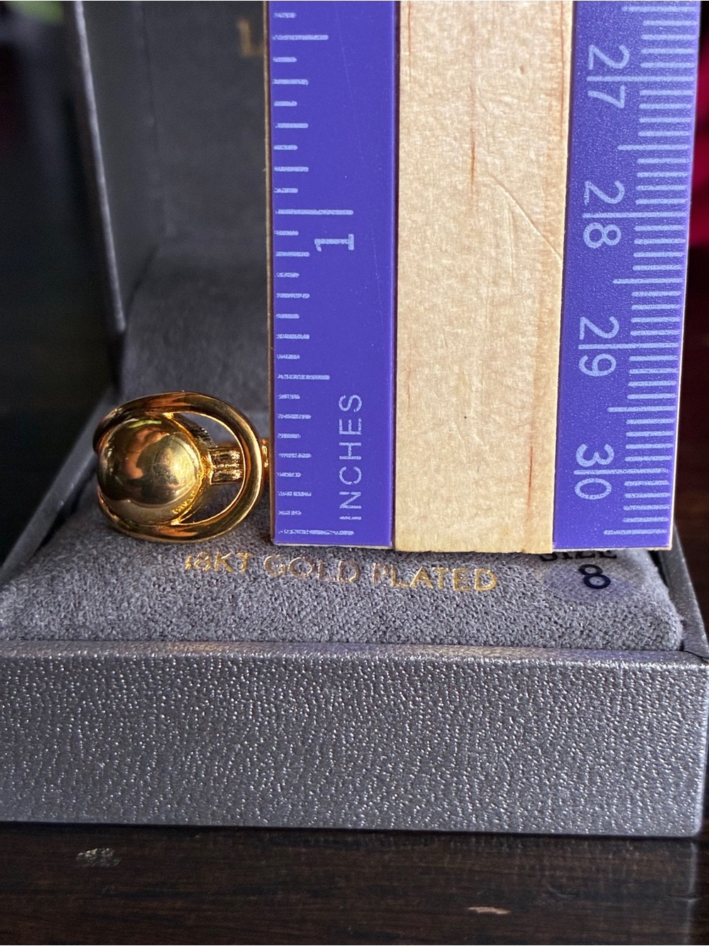 Lussoro 18KT Gold-Plated Globe Ring - Gold Size 8 - Picture 2 of 10